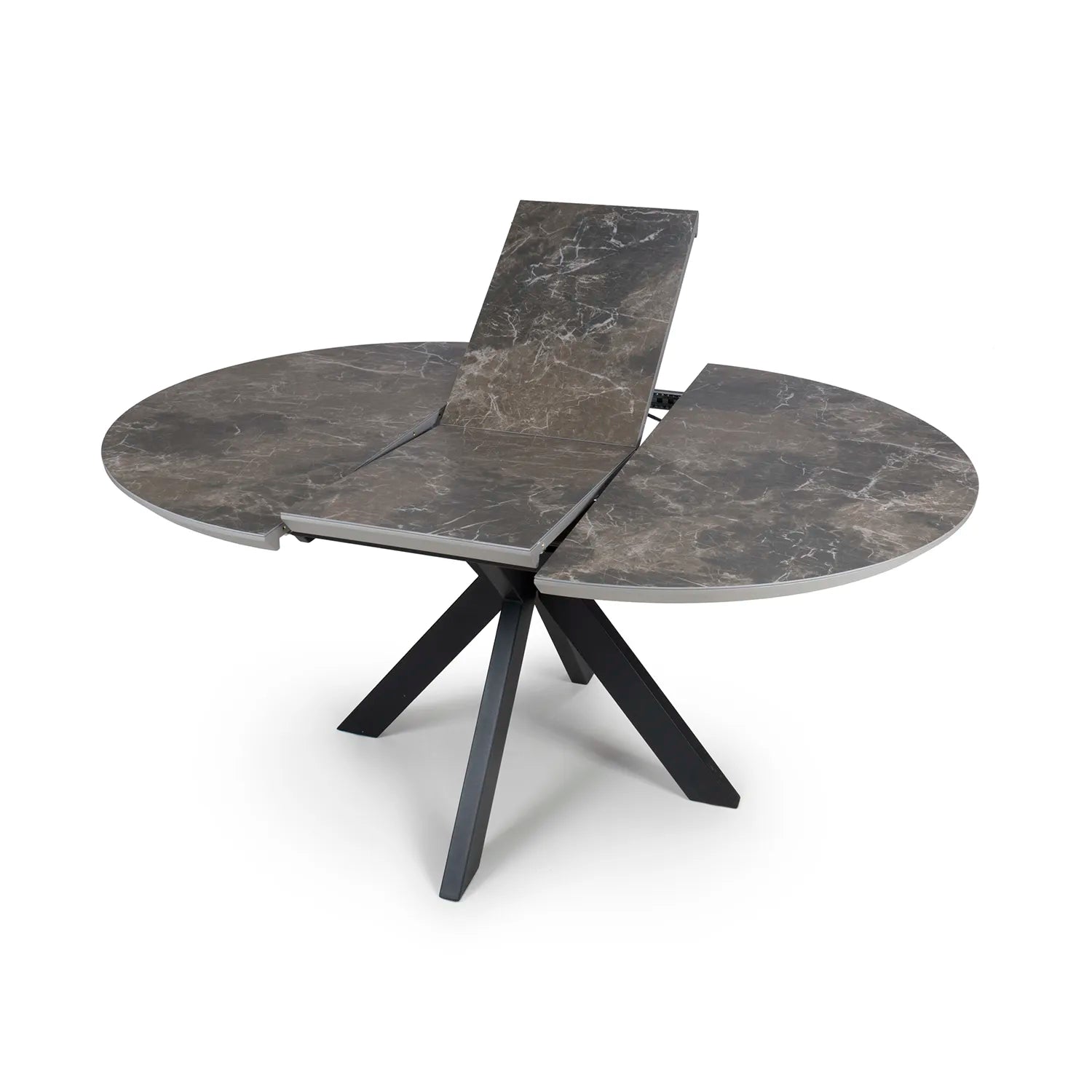 Logan Round Extending Dining Table with 4 Nobel Tan Swivel Dining Chairs - Pendle Village Furniture