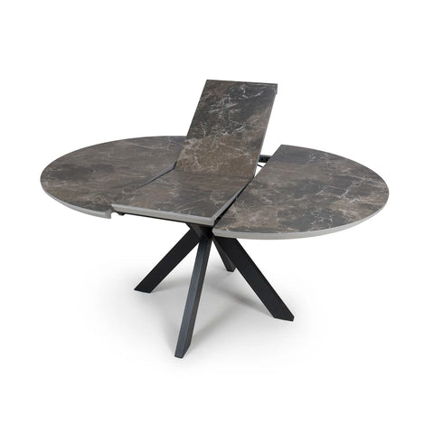 Logan Round Extending Dining Table with 4 Nobel Tan Swivel Dining Chairs - Pendle Village Furniture
