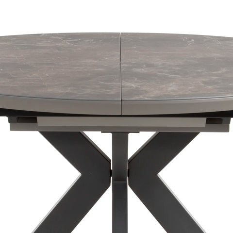 Logan Round Extending Dining Table with 4 Nobel Tan Swivel Dining Chairs - Pendle Village Furniture