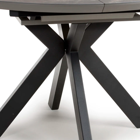 Logan Round Extending Dining Table with 4 Bosley Chairs - Pendle Village Furniture