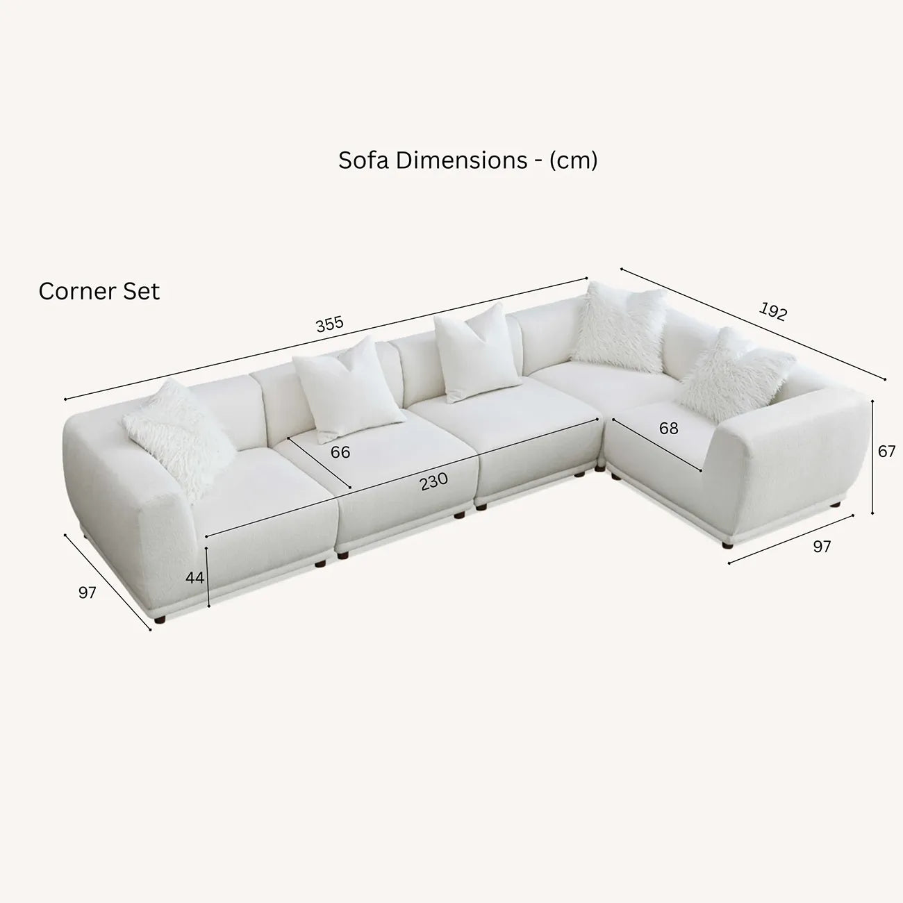 Lottie Modular Corner Group in Polar Boucle Sofa - Pendle Village Furniture