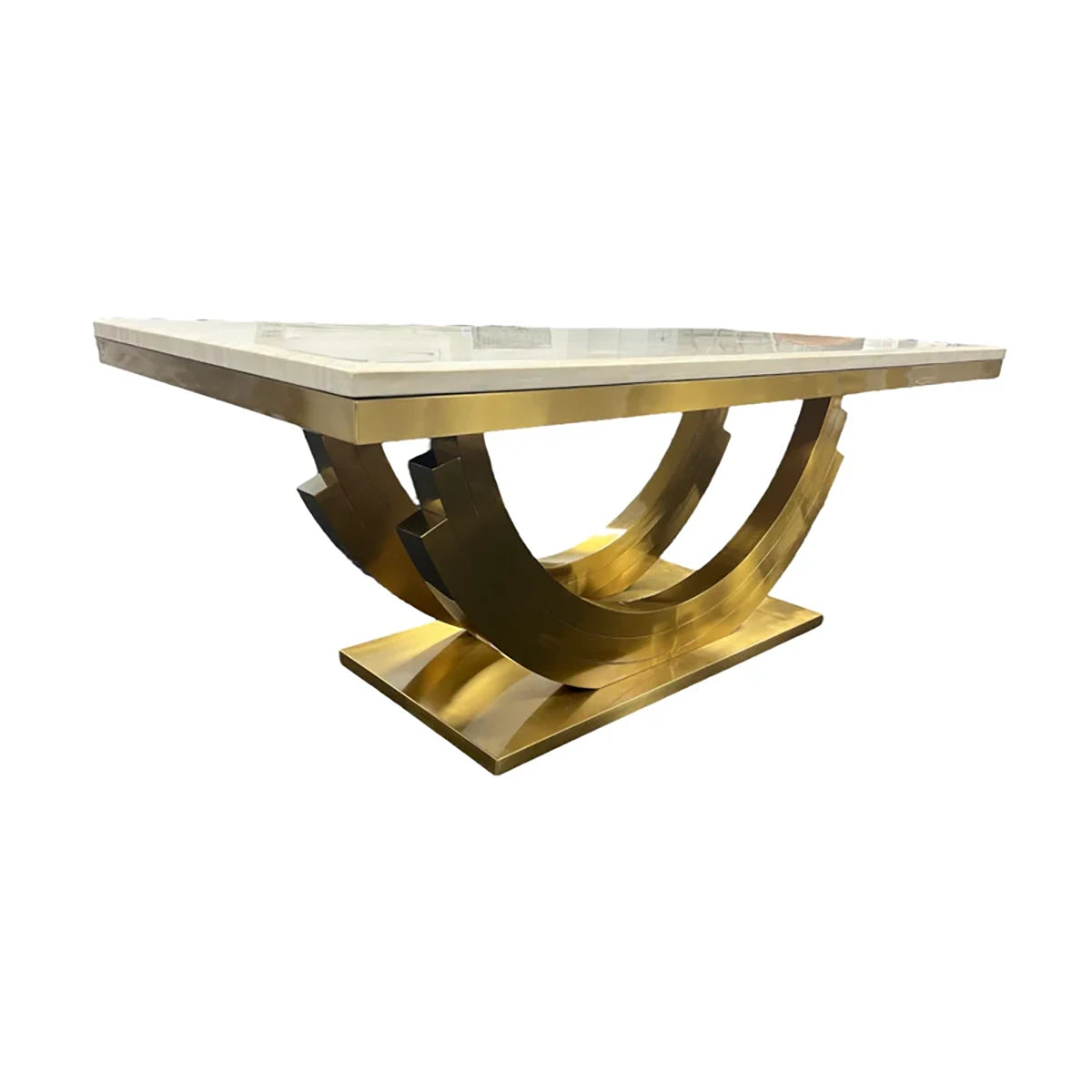 8 Seater Marble Top Dining Table With Gold Base