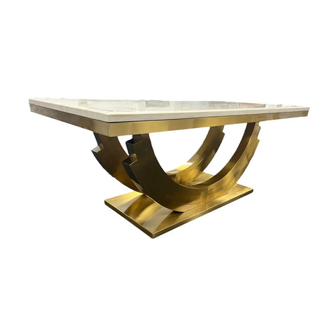 8 Seater Marble Top Dining Table With Gold Base