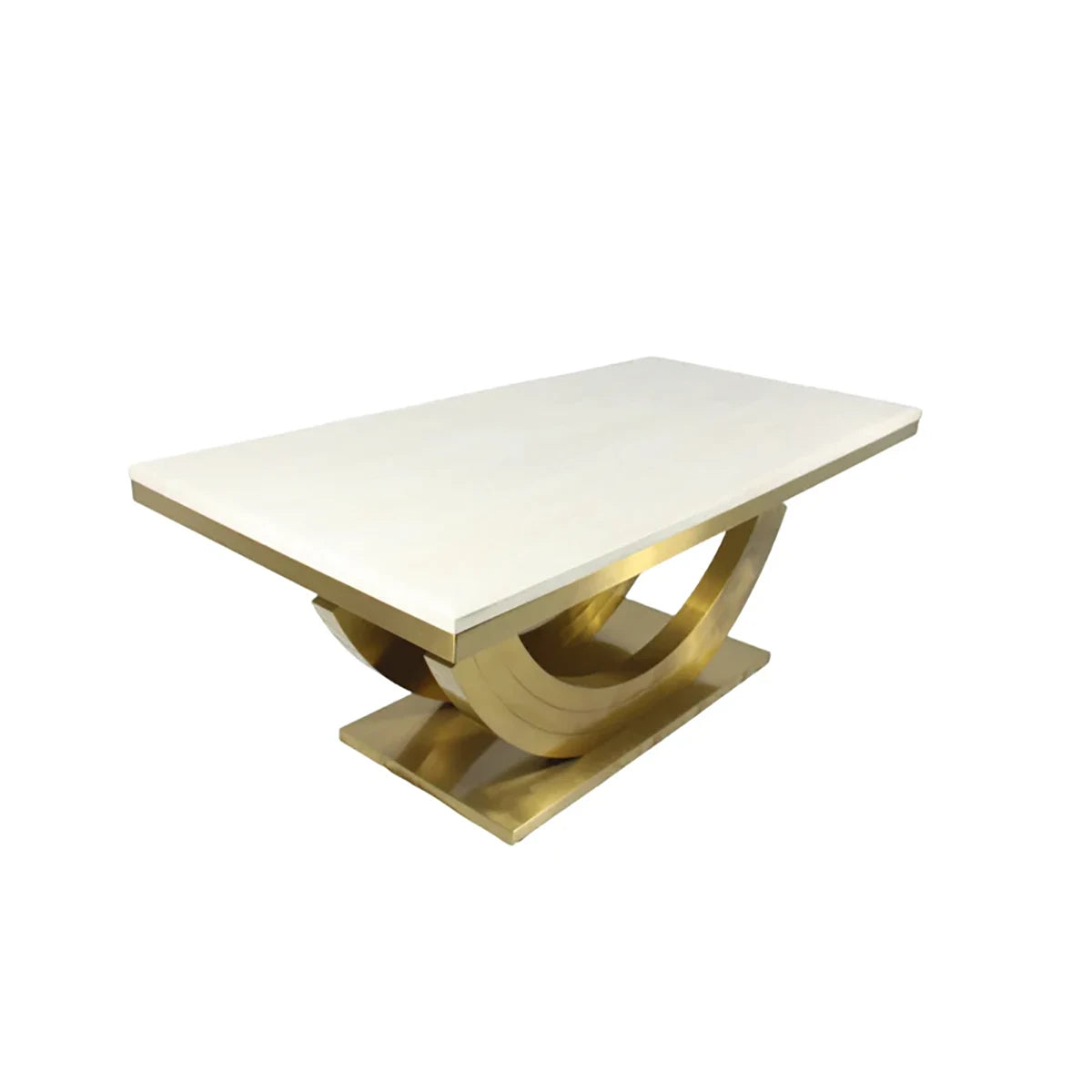 Cream Marble top Dining Table with Gold Base