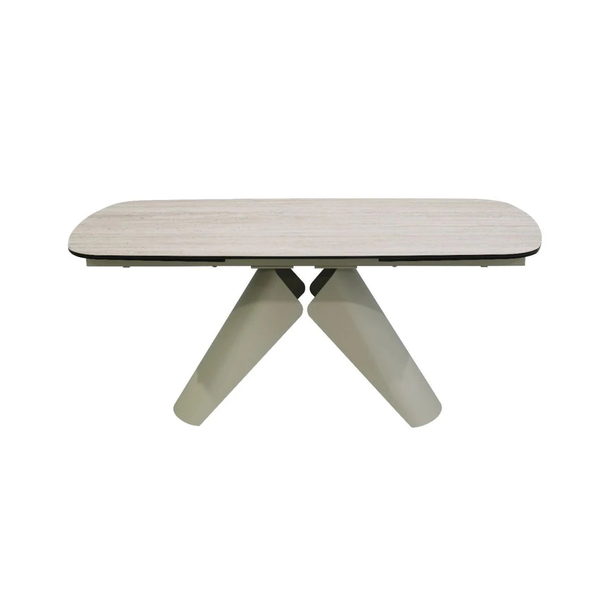 Lucio Extending Dining Table Champagne Base & Travertine Top 180–280cm