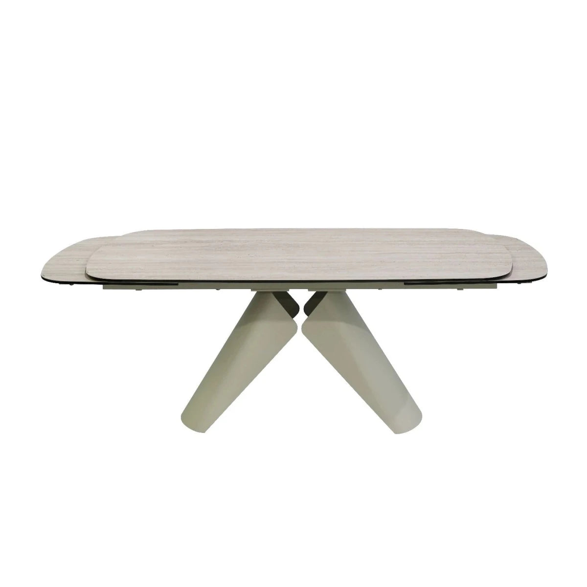 Lucio extending dining table with travertine top