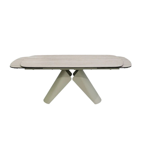 Lucio extending dining table with travertine top