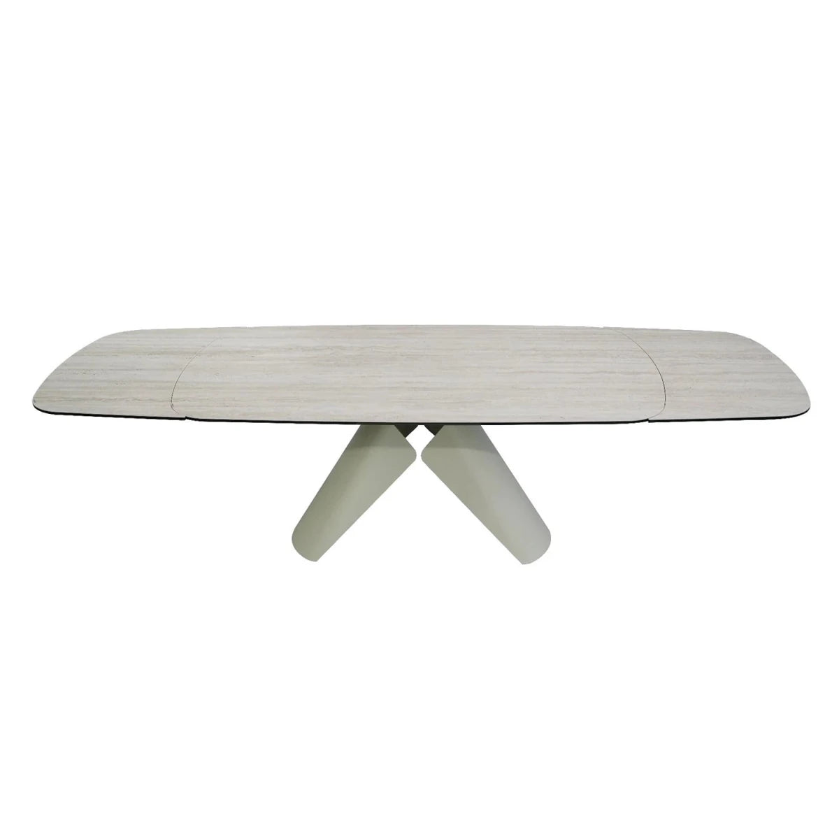 Lucio double extending dining table with travertine top
