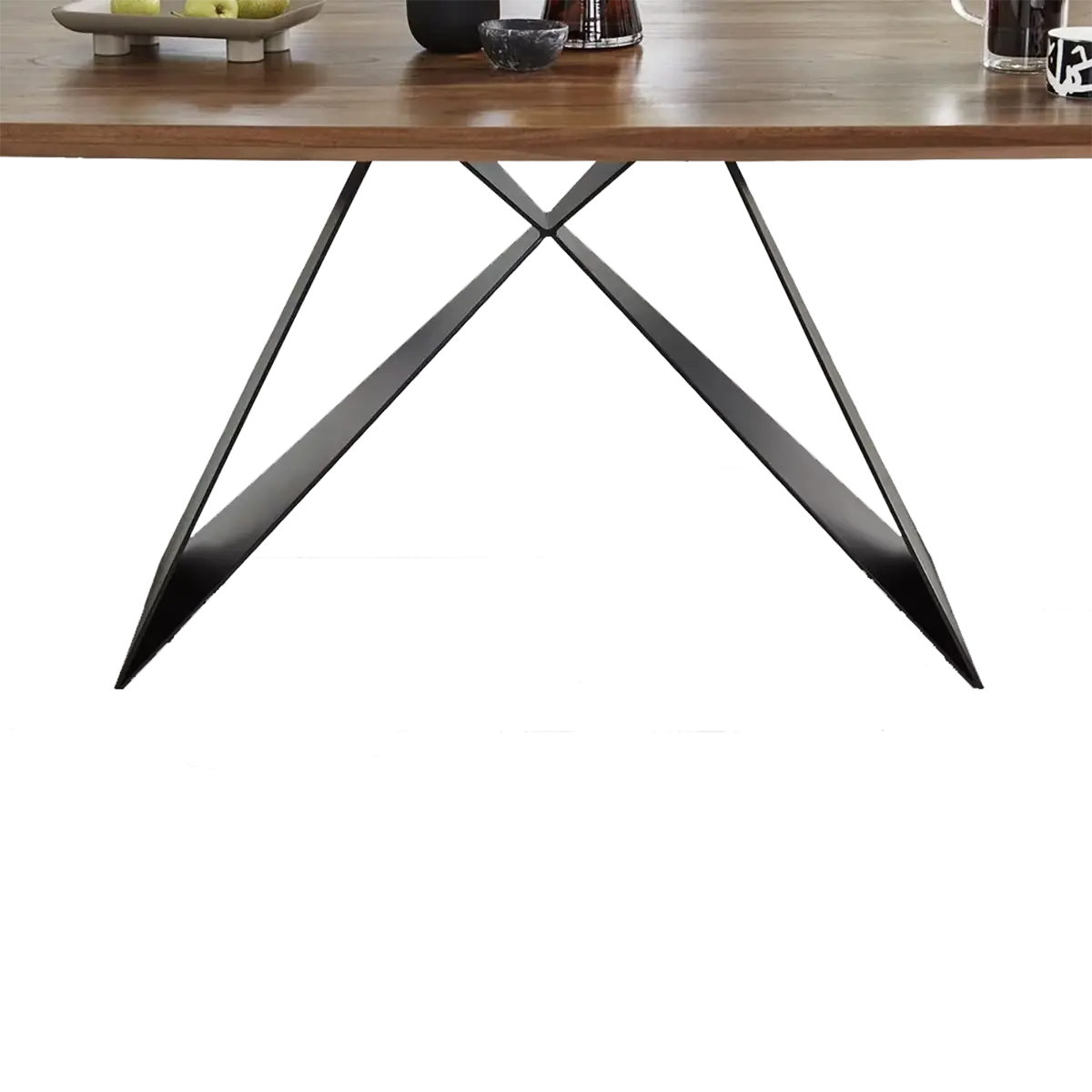 Lucio 200cm Dining Table with 200cm Dining Bench and 3 Faux Leather Swivel Dining Chairs - Table Base