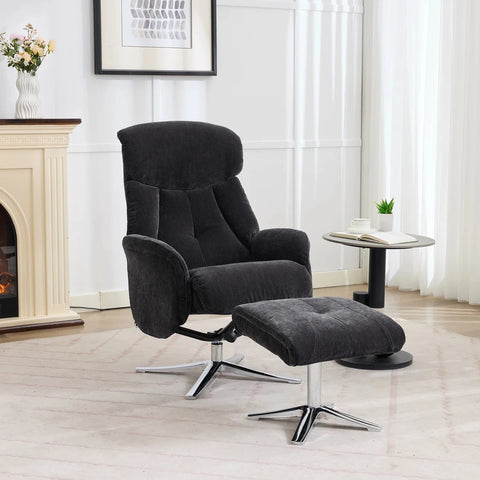 Lucy Fabric Swivel Recliner Chair & Footstool