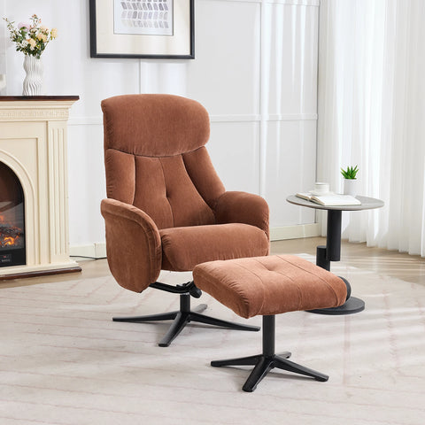 Lucy Fabric Swivel Recliner Chair & Footstool