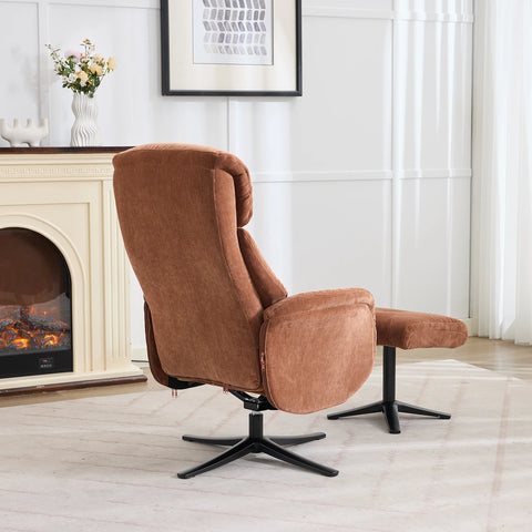 Lucy Fabric Swivel Recliner Chair & Footstool