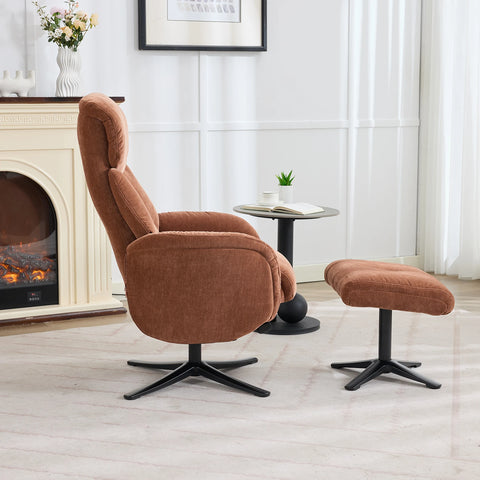 Lucy Fabric Swivel Recliner Chair & Footstool