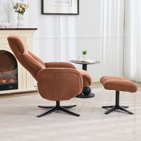 Lucy Fabric Swivel Recliner Chair & Footstool
