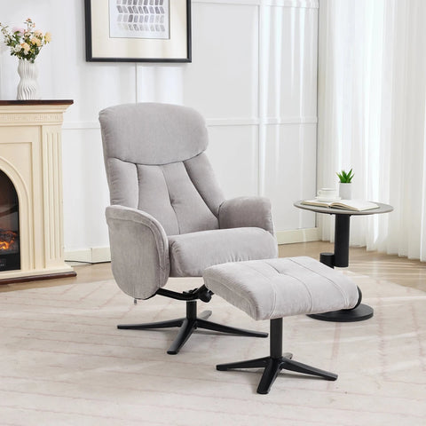 Lucy Fabric Swivel Recliner Chair & Footstool
