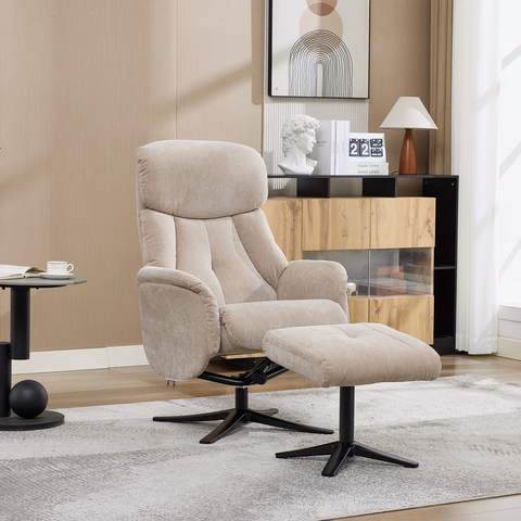 Lucy Fabric Swivel Recliner Chair & Footstool