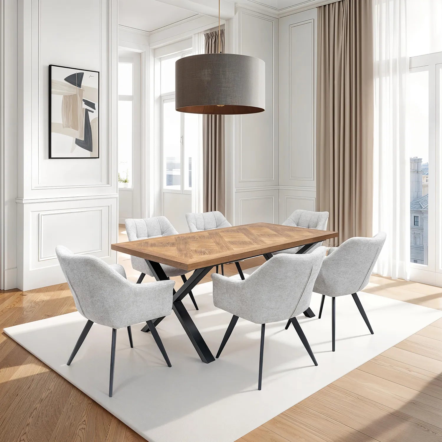Ludlow Textured Fabric Dining Armchair - Pendle Village Furniture