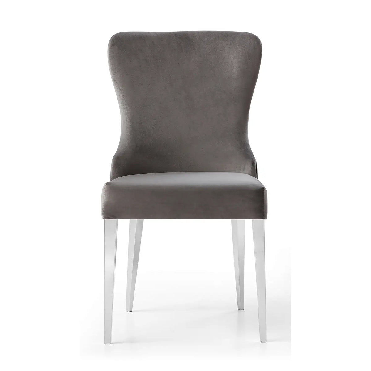 Venice Grey Velvet Set of 4 Quilted Back Dining Chairs - Pendle Village Furniture