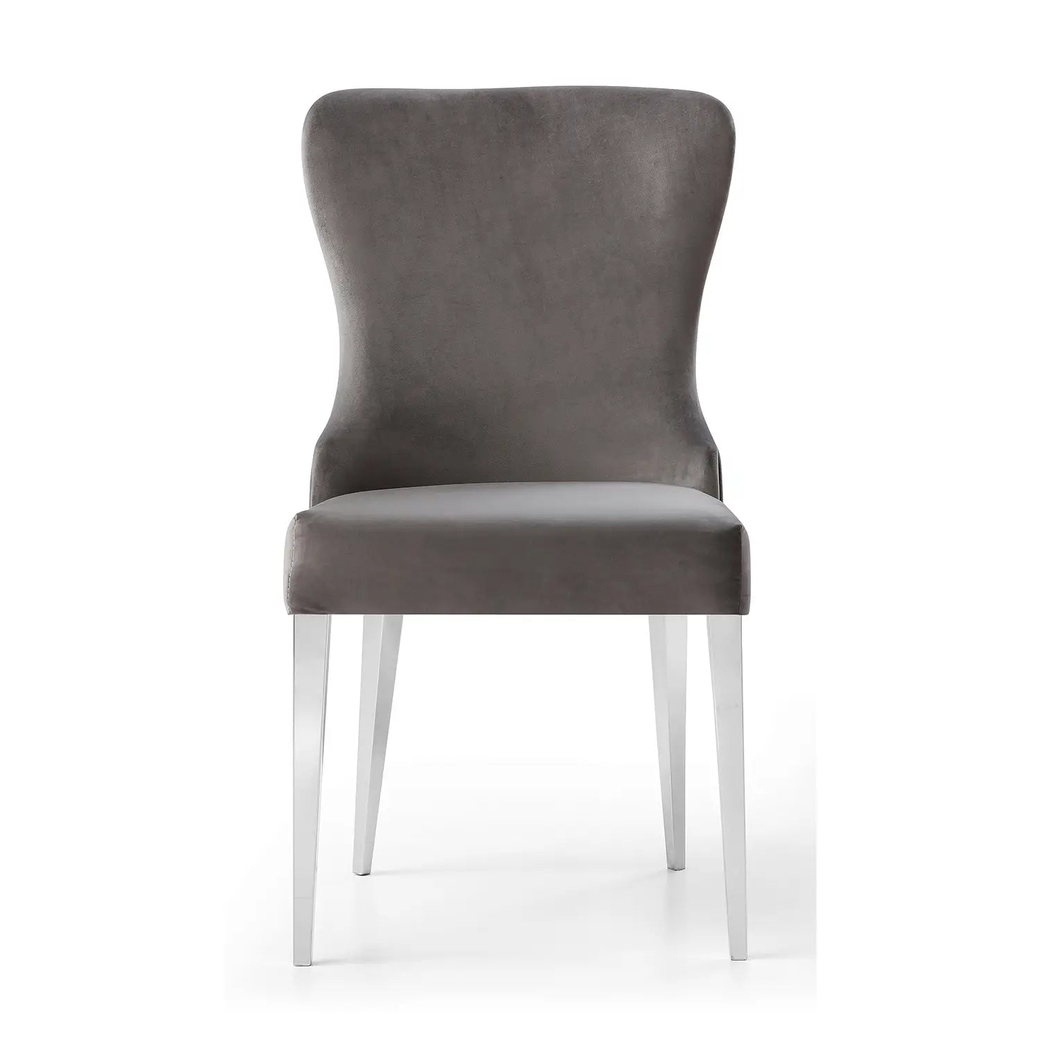 Venice Grey Velvet Set of 6 Quilted Back Ring Knocker Dining Chairs