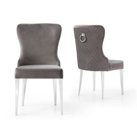 Luann Grey Ring Velvet Ring Knocker dining Chairs