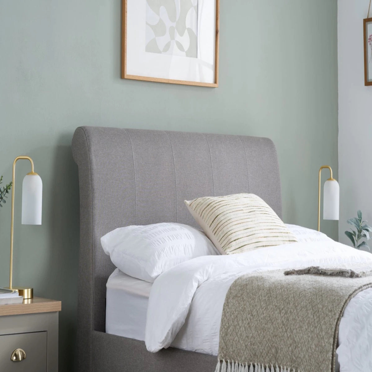 Soft fabric upholstery with smooth texture and refined finish.