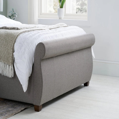 Close up of bed legs showing strong base and stability.
