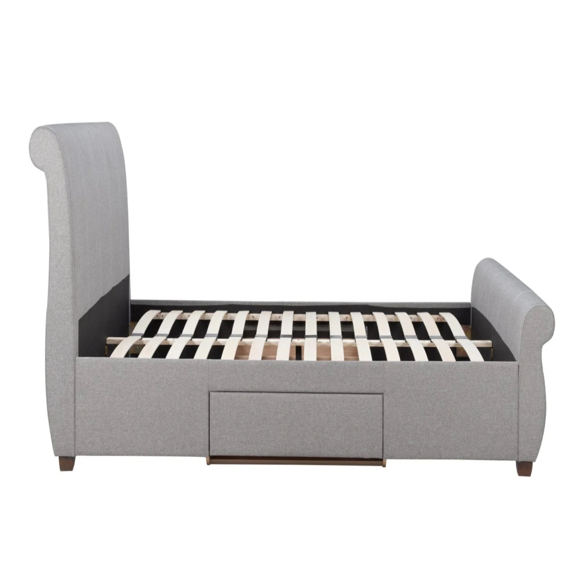 King size bed with built in under bed storage space.