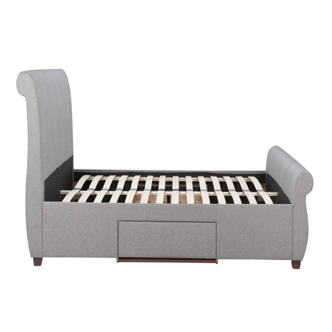 King size bed with built in under bed storage space.