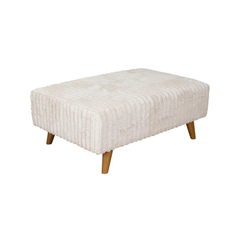 Modern storage ottoman with soft upholstery.
