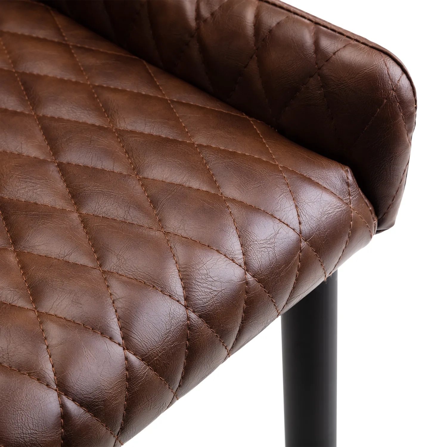 Brooklyn 1.2M Dark Oak Round Dining Table with 4 Luxe Brown Faux Leather Chairs