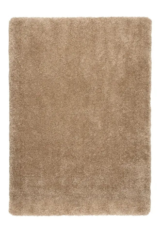 Natural shaggy rug with thick soft fibers and neutral design.