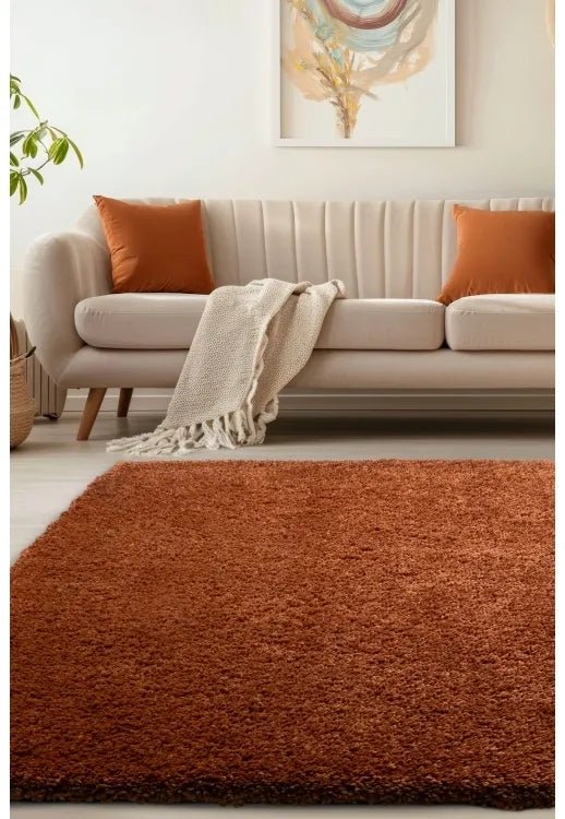 Luxury shaggy terra rug with deep pile and soft plush texture.