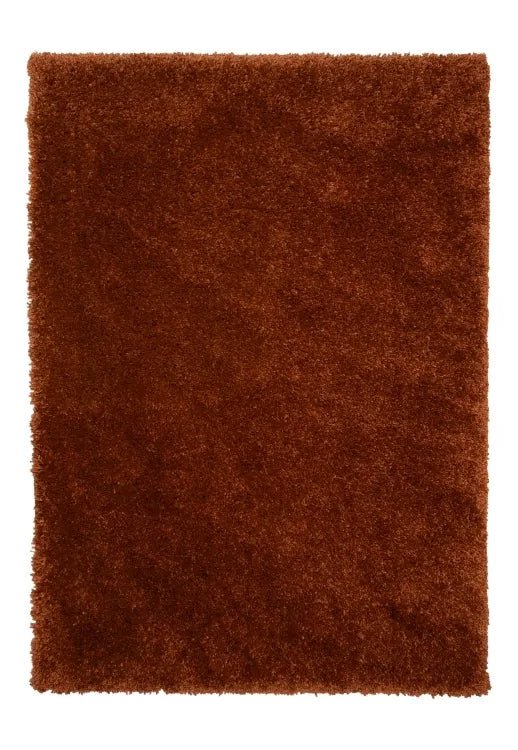 Shaggy rug close-up showing deep pile and soft terra fibers.