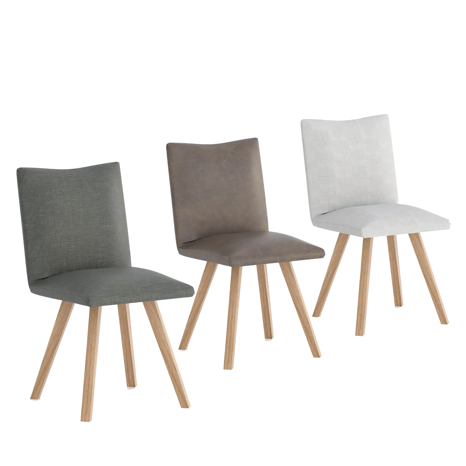 Asiago Solid White Oak 2m Dining Table with Milano Chairs, also available in Smoked Oak - Colours of Chairs 