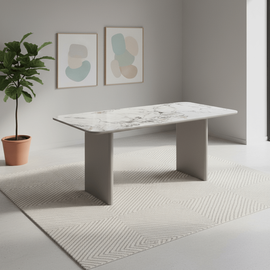 Milan White Sintered Stone Ceramic Top Dining Table