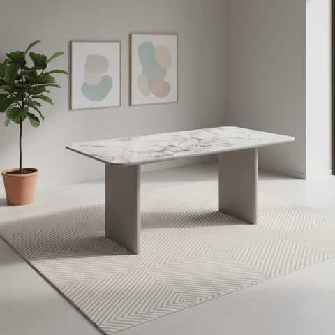 Milan White Sintered Stone Ceramic Top Dining Table