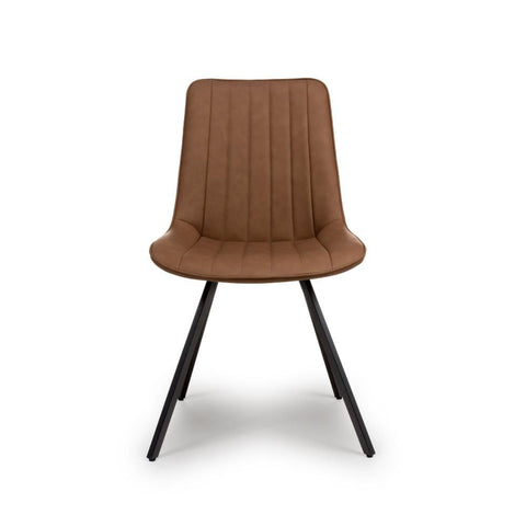 Mia Tan Faux Leather Dining Chair with Black Metal Legs