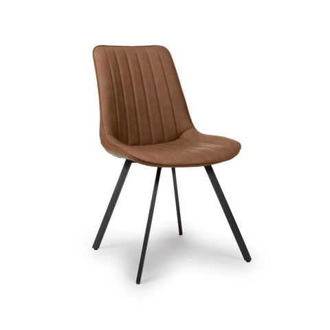 Mia Tan Faux Leather Dining Chair with Black Metal Legs