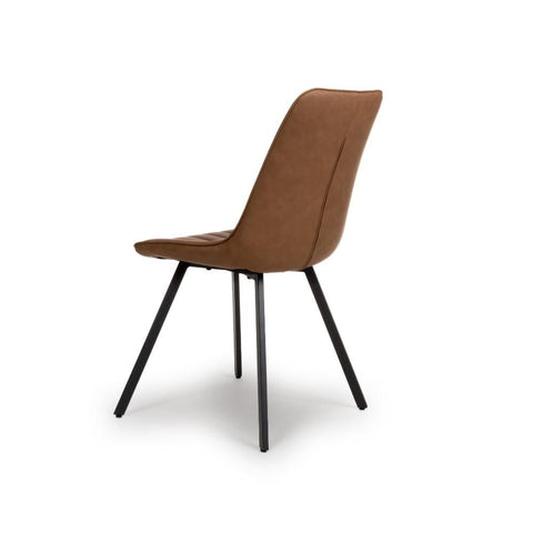 Mia Tan Faux Leather Dining Chair with Black Metal Legs