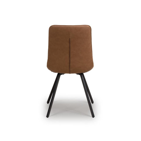 Mia Tan Faux Leather Dining Chair with Black Metal Legs
