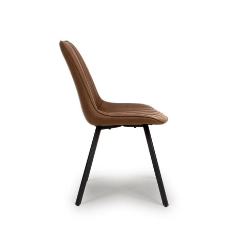 Mia Tan Faux Leather Dining Chair with Black Metal Legs