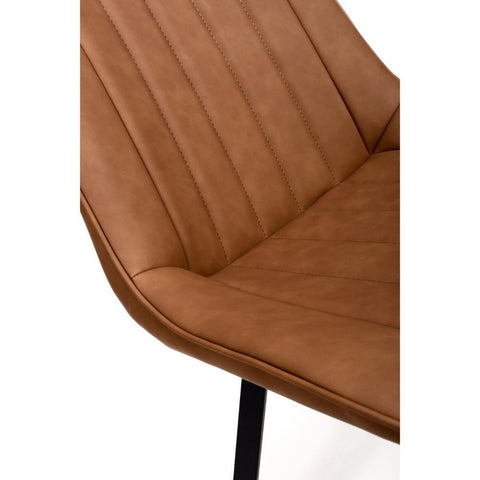 Mia Tan Faux Leather Dining Chair with Black Metal Legs
