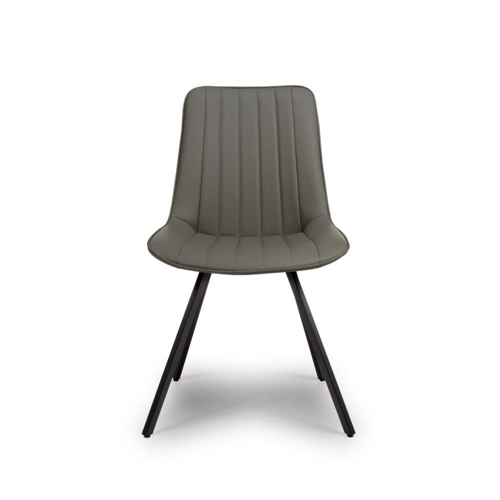 Mia Truffle Faux Leather Dining Chair with Black Metal Legs