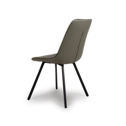 Mia Truffle Faux Leather Dining Chair with Black Metal Legs