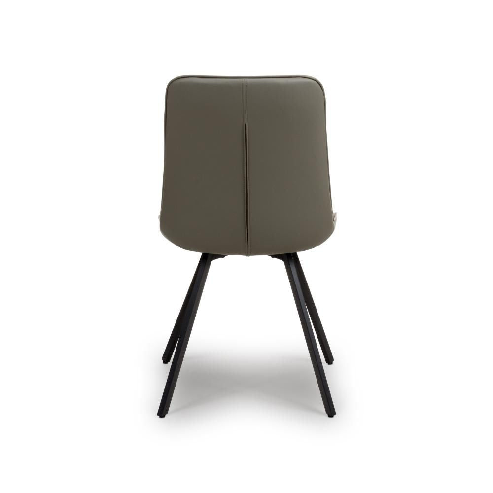 Mia Truffle Faux Leather Dining Chair with Black Metal Legs