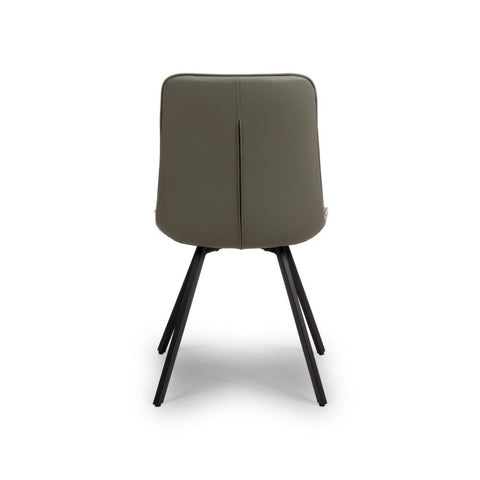 Mia Truffle Faux Leather Dining Chair with Black Metal Legs