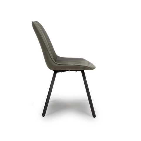 Mia Truffle Faux Leather Dining Chair with Black Metal Legs