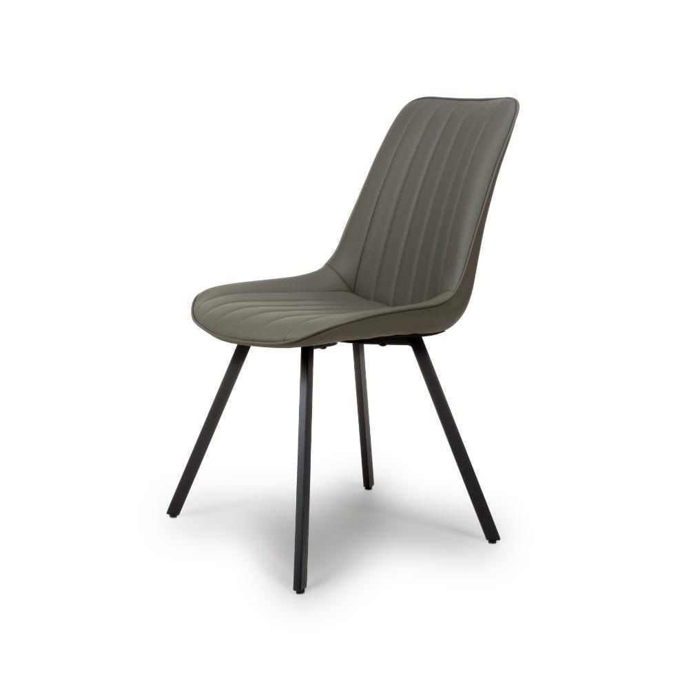 Mia Truffle Faux Leather Dining Chair with Black Metal Legs