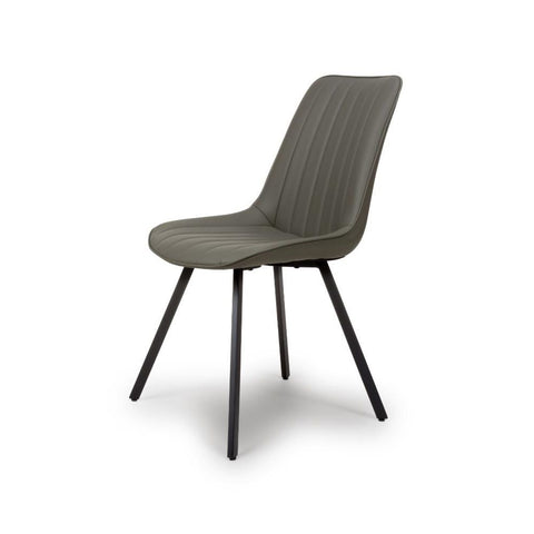 Mia Truffle Faux Leather Dining Chair with Black Metal Legs