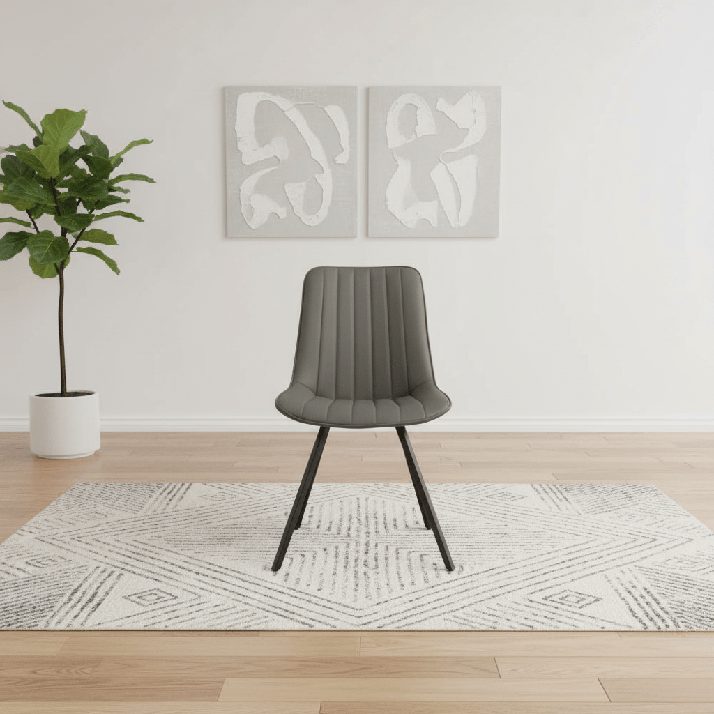 Mia Truffle Faux Leather Dining Chair with Black Metal Legs